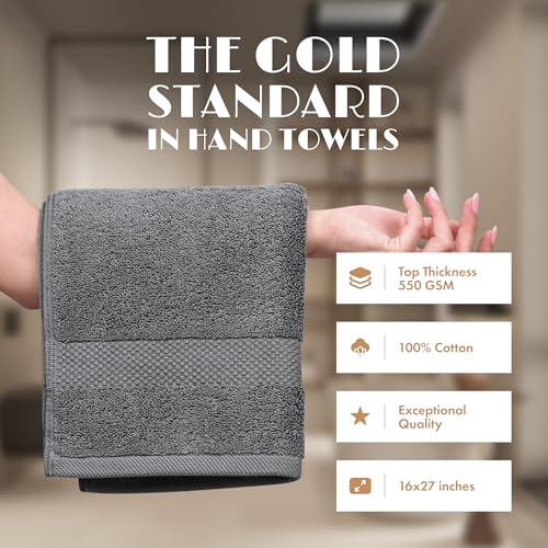 White Classic Gray Hand Towels for Bathroom 6 Pack Cotton Hand Towel Bulk for Gym Kitchen and Spa 16x27 Inches Soft Highly Absorbent Quick Dry Terry Salon Towels - Image 3