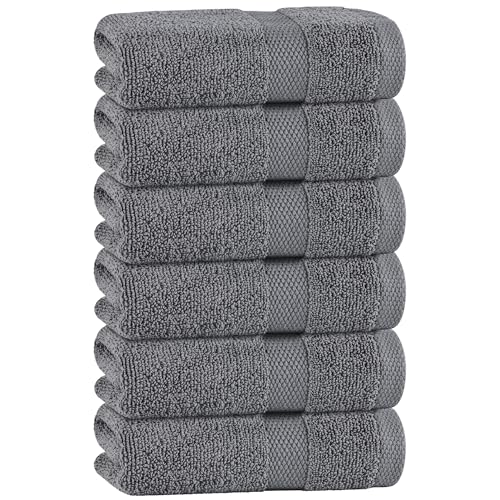 White Classic Gray Hand Towels for Bathroom 6 Pack Cotton Hand Towel Bulk for Gym Kitchen and Spa 16x27 Inches Soft Highly Absorbent Quick Dry Terry Salon Towels - Image 1