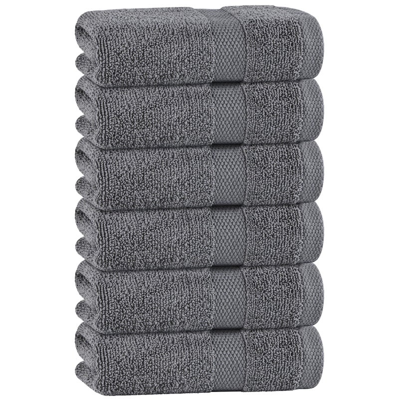 White Classic Gray Hand Towels for Bathroom 6 Pack Cotton Hand Towel Bulk for Gym Kitchen and Spa 16x27 Inches Soft Highly Absorbent Quick Dry Terry Salon Towels - Image 2