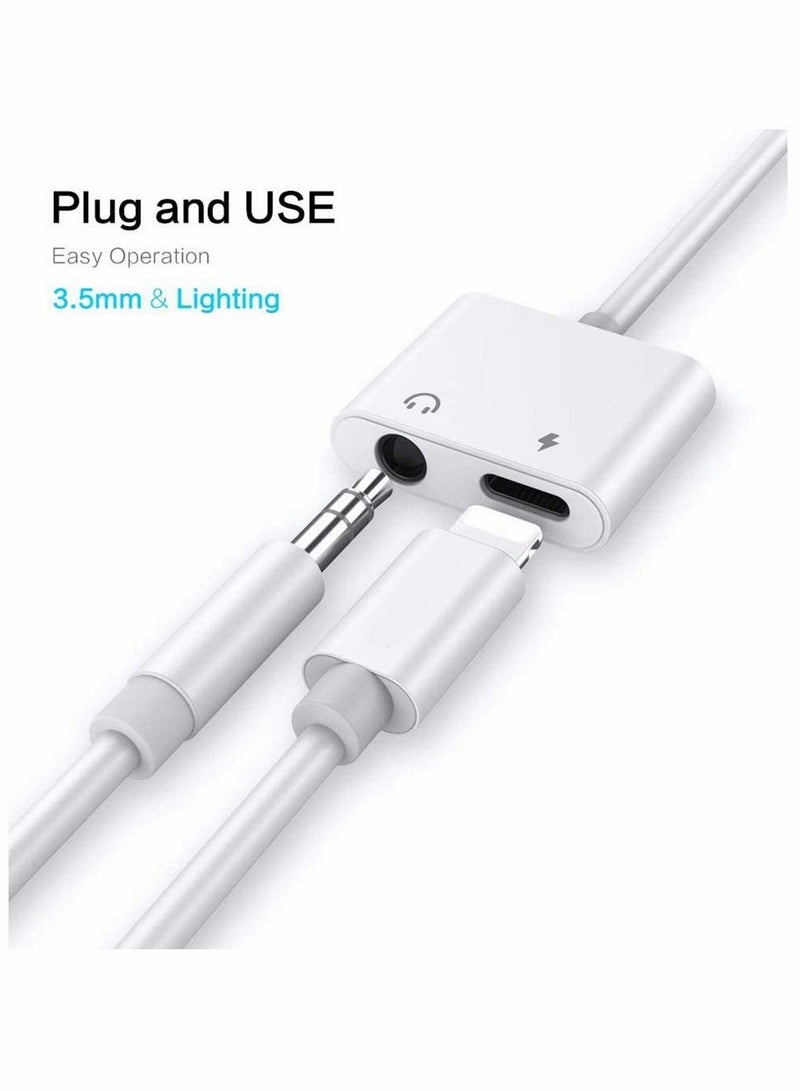 Headphones Jack Adapter for iPhone, 2 in 1 Charger, Aux Audio Splitter Dongle Adapter for iPhone, for iPad, for iPod, Support All iOS System (2 Pack) - Image 3