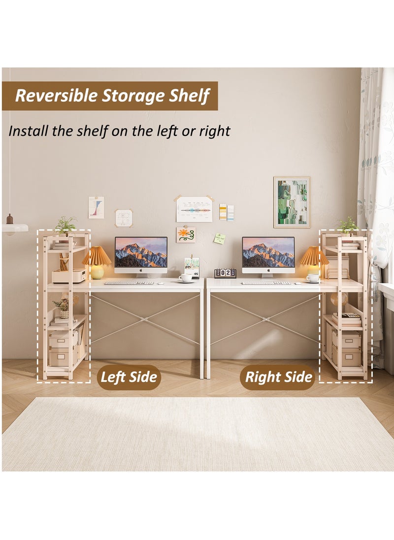 Stubborn - Home Table with Storage Shelves Modern Simple Study Writing Table PC Desks 120×55×72cm - Image 1