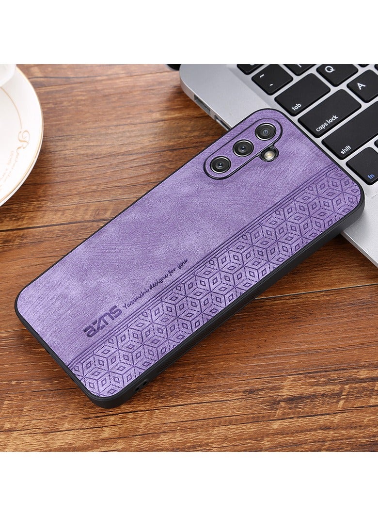 Color Fans For Samsung A54 5G Case PU Leather Coated TPU Drop-proof Smart Phone Cover Purple - Image 3