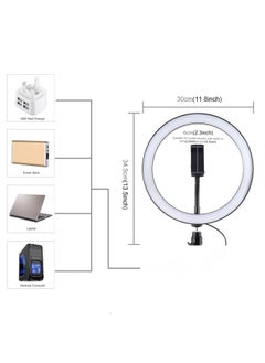 General 12 Inch 30cm Ring Lamp 14 Inch Fill Light Floor Lamp Beauty Lamp 36cm Selfie Lamp Photography Lamp Live Lamp Female-Color:12 Inch 30cm Ring Lamp (single Clip) +1.6 M Bracket + Bluetooth Selfie  - Image 3