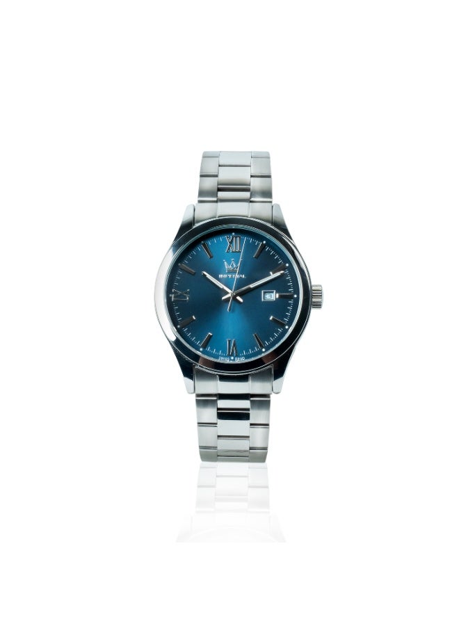 IMPERIAL Men's IPS Silver Stainless Steel Watch, Blue Dial, Y121 Movement, Butterfly Clasp, 3ATM Watch for Men | IMP.GZ1725M9051 - Image 1