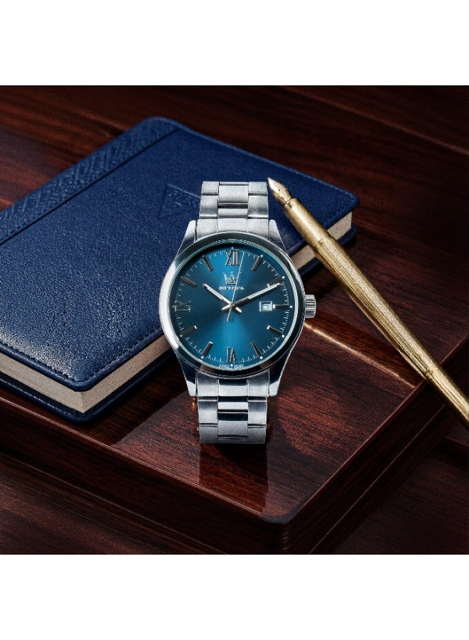 IMPERIAL Men's IPS Silver Stainless Steel Watch, Blue Dial, Y121 Movement, Butterfly Clasp, 3ATM Watch for Men | IMP.GZ1725M9051 - Image 5