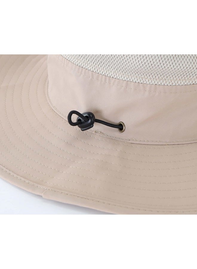 Connectyle Outdoor Mesh Sun Hat Wide Brim Sun Protection Hat Summer Fishing Hunting Hiking Gardenig Hat Light Khaki, L - Image 5