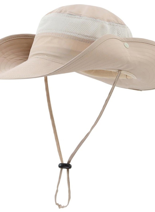 Connectyle Outdoor Mesh Sun Hat Wide Brim Sun Protection Hat Summer Fishing Hunting Hiking Gardenig Hat Light Khaki, L - Image 2