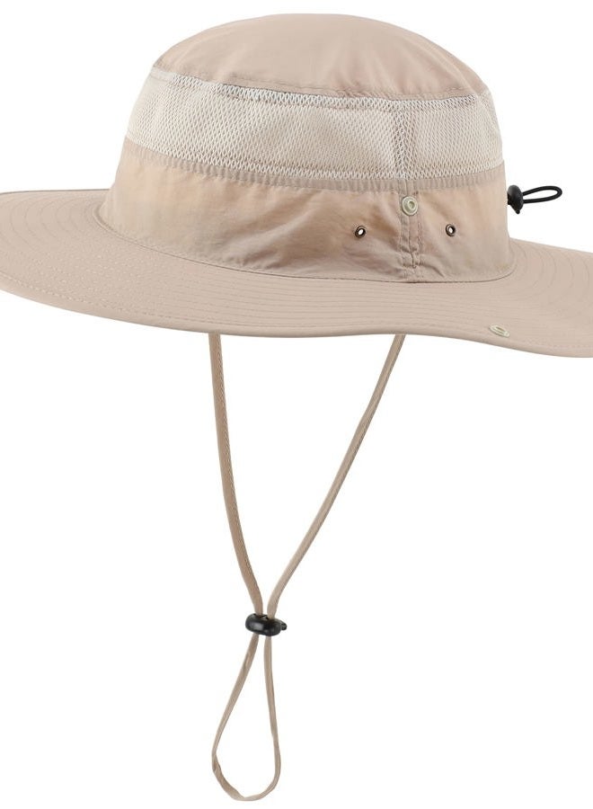 Connectyle Outdoor Mesh Sun Hat Wide Brim Sun Protection Hat Summer Fishing Hunting Hiking Gardenig Hat Light Khaki, L - Image 1