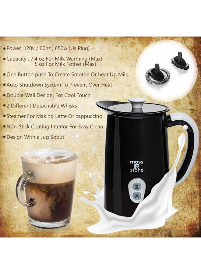 Moss & Stone Electric Milk Frother For Making Latte, Cappuccino, Hot Chocolate, Automatic Cold Hot Milk Frother & Warmer, Foam Maker, Auto Shut-Off, Detachable Base & Non-Stick Interior. - Image 4