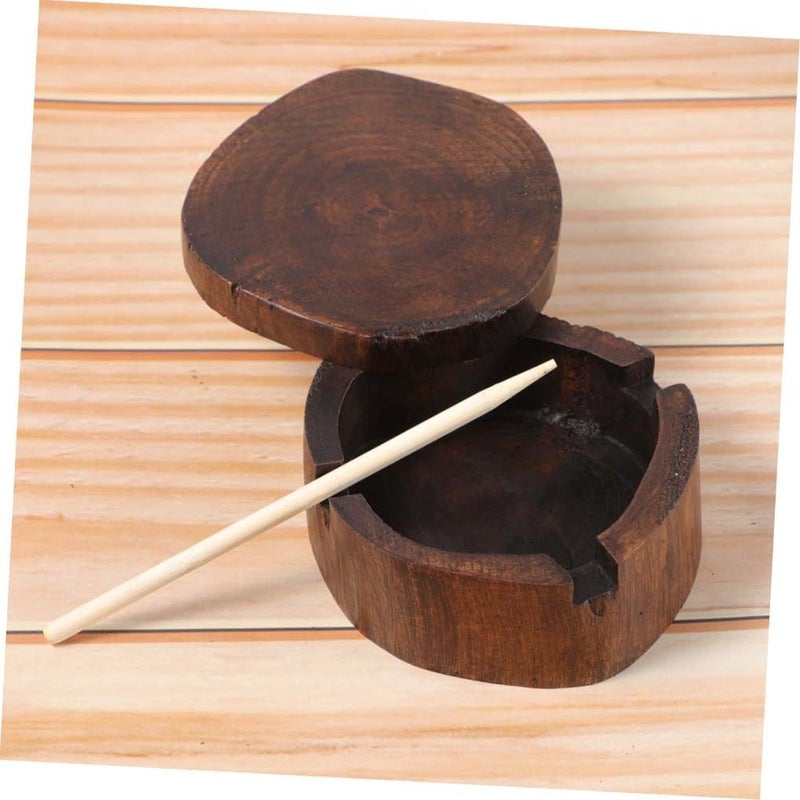 Vintage Solid Wood Ashtray Decor Smoking Ash Tray For Home Bar Hotel Party Buffet - Image 5