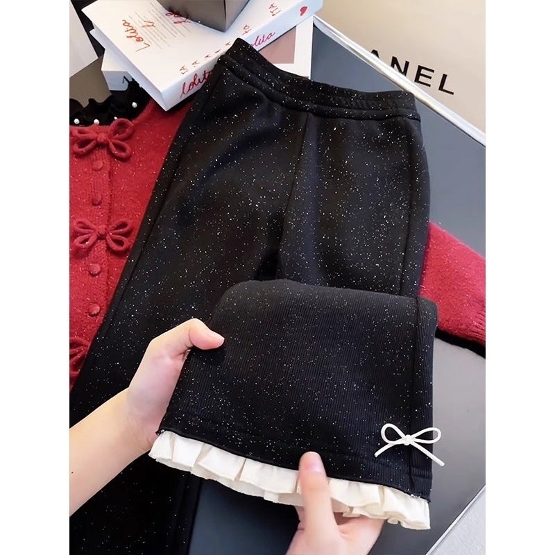 Girl'S Little Fragrant Style Slight Children'S Casual Pants Flared Pants Spring Western Style Pants Trousers - Image 1