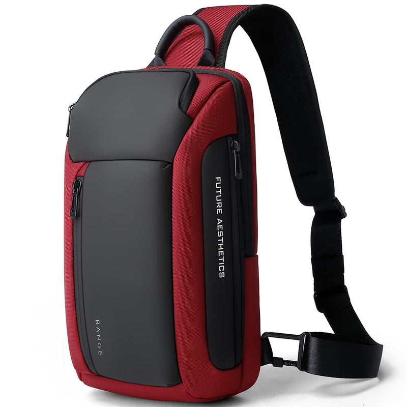 BANGE Waterproof Men's Chest Bag Shoulder bags Crossbody Sling Backpack (7566Red) - Image 1