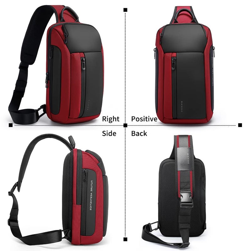 BANGE Waterproof Men's Chest Bag Shoulder bags Crossbody Sling Backpack (7566Red) - Image 5