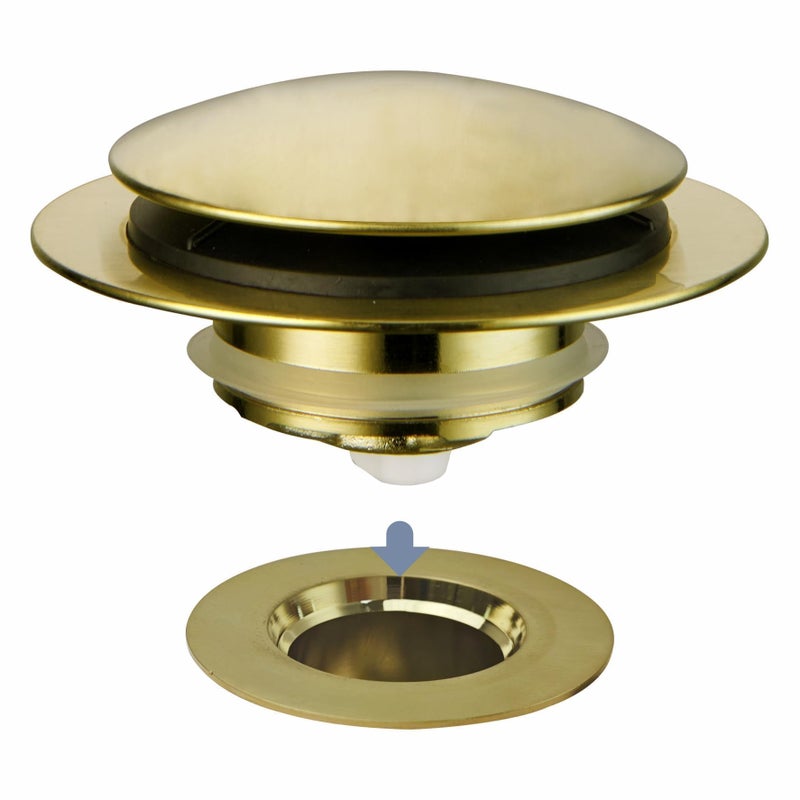 Gold Brushed Tub Drain StopperUniversal Pop Up Bath Drain Plug Bathtub Drain StopperHidrop Conversion Kit AssemblyReplaces Lift and TurnTipToe Plug Stopper for TubEZ InstallGold Brushed
