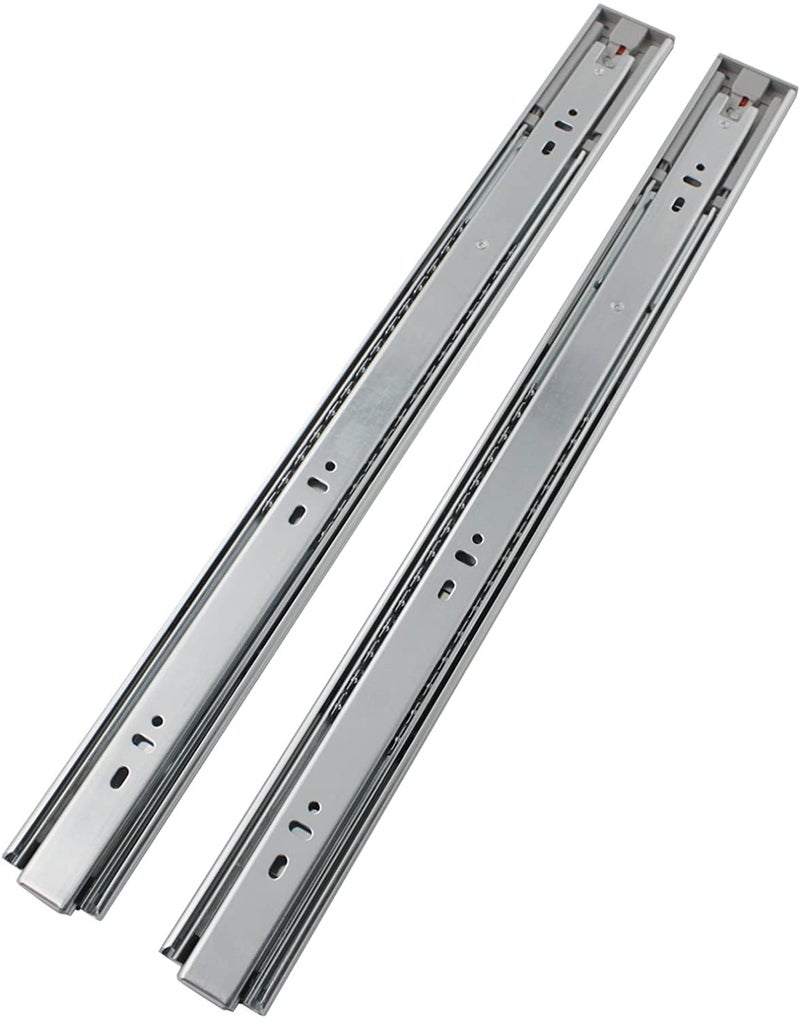 Volo 10 inch Mild Steel Heavy Duty Telescopic Push to Open Slide/Drawer Slides Ball Bearing 3-Fold Full Extension Side Mount Rail Runners (Silver) - Image 1