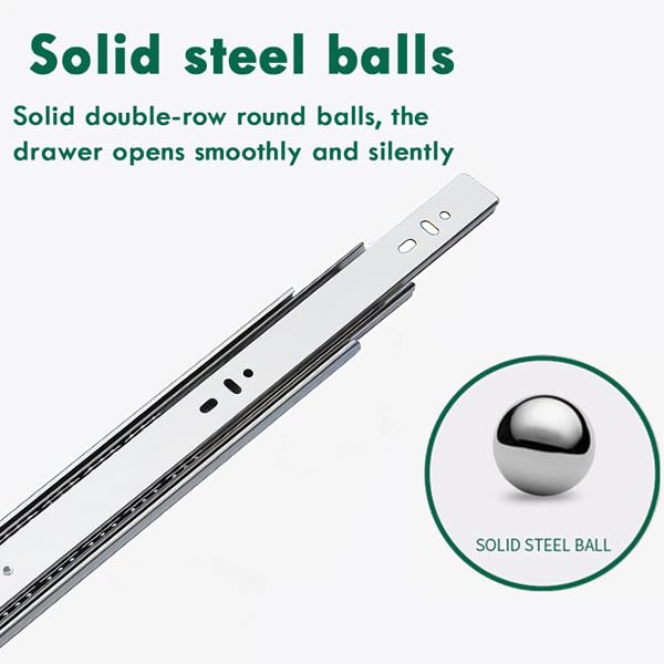 Volo 10 inch Mild Steel Heavy Duty Telescopic Push to Open Slide/Drawer Slides Ball Bearing 3-Fold Full Extension Side Mount Rail Runners (Silver) - Image 5