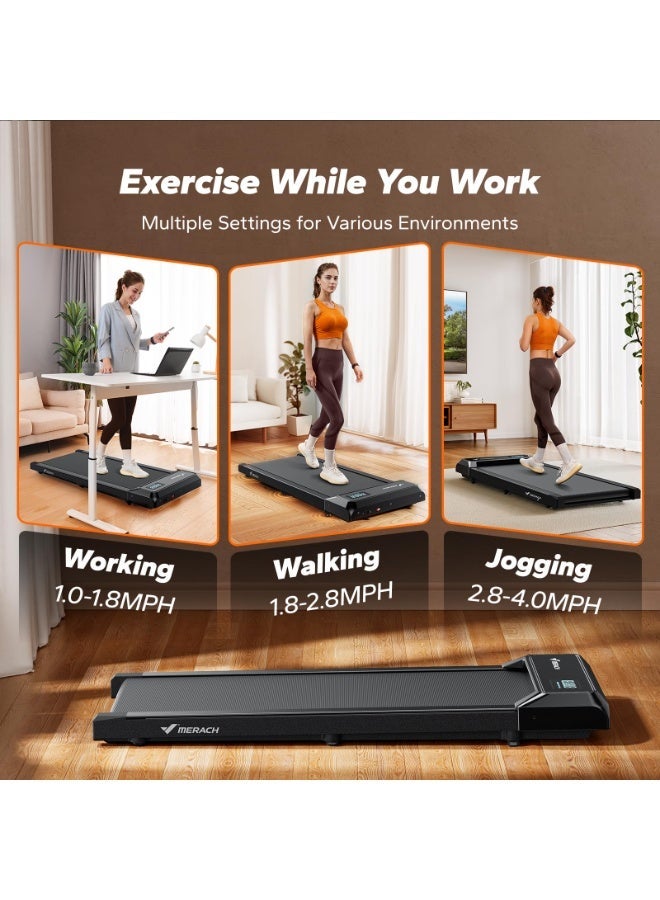 MERACH Walking Pad Treadmill,Under Desk Treadmills for Home & Office,Walking Pad Portable Walk Pad with Max 3.8MPH 40 dB,2 in 1 Quiet Portable Mini Treadmill with Remote Control, APP,LED - Image 2