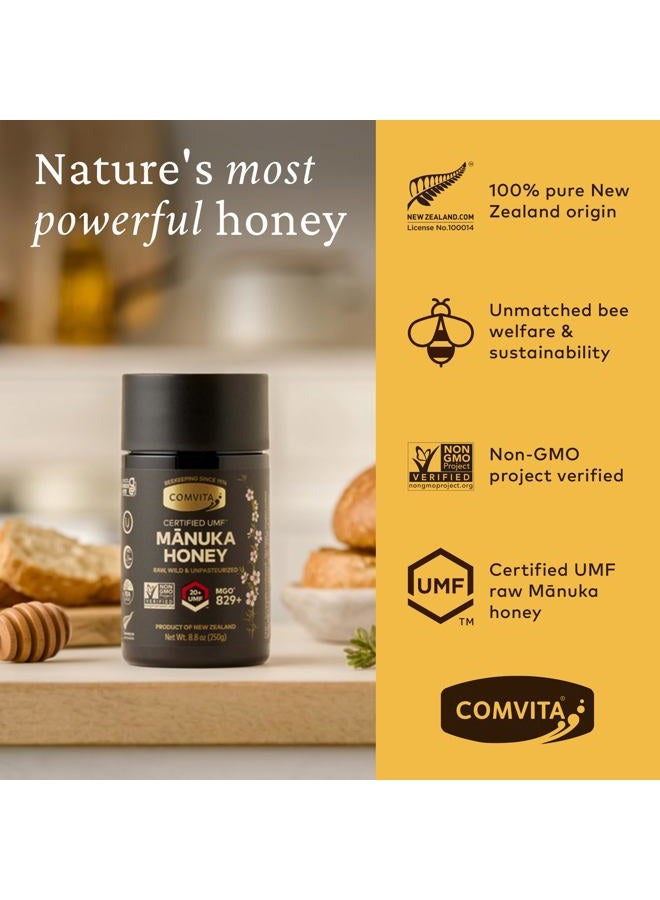 Comvita عسل مانوكا الخام من كومفيتا معتمد UMF 20+ (MGO 829+) | العلامة التجارية رقم 1 في نيوزيلندا | أصلي، بري، غير مبستر، غير معدل وراثيًا، غذاء خارق | درجة نادرة، فائقة الجودة | 8.8 أونصة - Image 2
