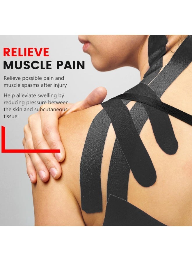 كينيسيولوجي Kinesiology-شريط لاصق مرن داعم للعضلات للرياضة والعلاج الطبيعي، 5 سم×5 م، أسود - Image 2
