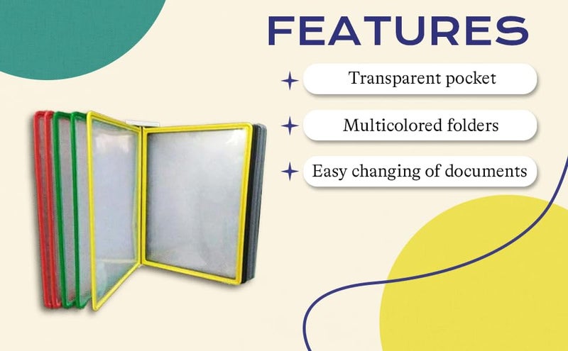 GREESHMA Wall Unit Folder A4 with 10 Folders - Wall Hanging Documents Storage File Folders, Multi-Coloured - Image 2
