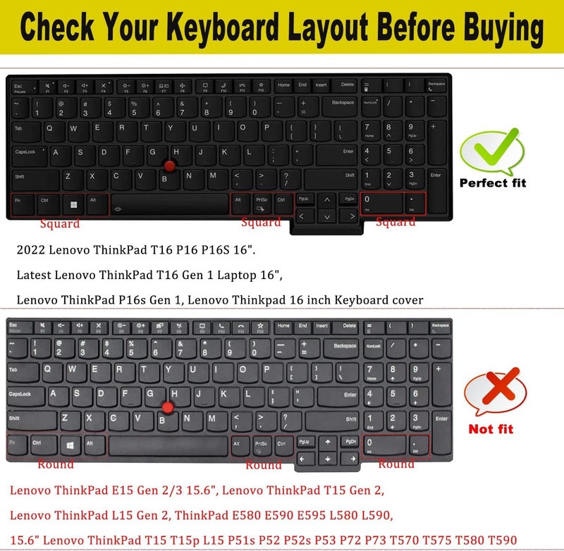 RAYA Silicone Keyboard Cover for Lenovo Thinkpad E16 Thinkpad L16 Thinkpad T16 (Gen2/Gen3) Thinkpad P16 (Gen2/Gen3) Keyboard Protector (Black) - Image 2