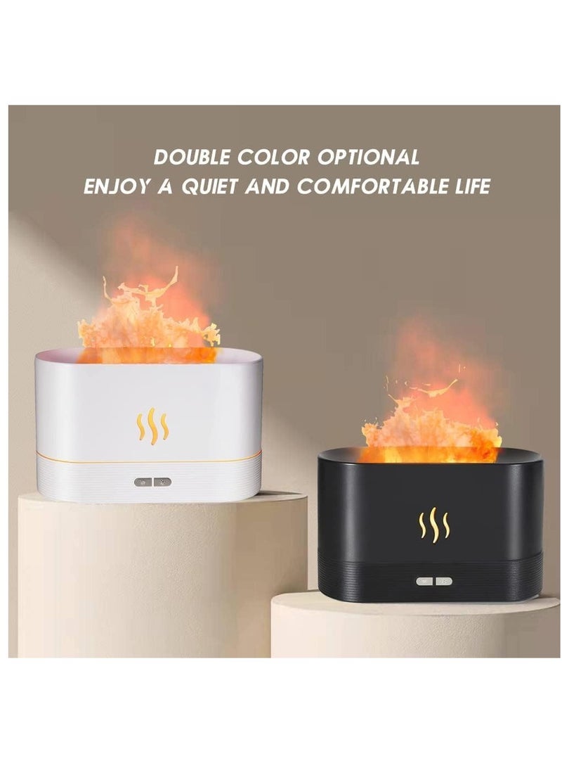 Essential Oil Diffuser, Simulation Flame Upgrade Mist Air Humidifier, 180ml Aromatherapy Diffuser, 2 Night Lights Brightness & Auto Off (White) - Image 3