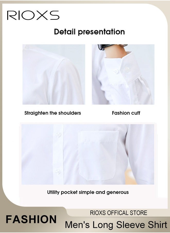 Men's White Long Sleeve Dress Shirt, Wrinkle Free Business Formal Shirt,  Slim Fit Button Down Shirt With Pocket, Mens Shirts For Office Wedding Party Graduation Ceremony - pzsku/Z1A68E37BBEE2519FD74DZ/45/_/1727573110/22228fc6-5f54-4caa-9b31-e09a036ea228