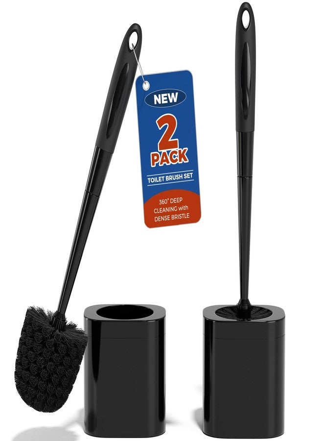 Holaloha Toilet Brush, 2 Pack Toilet Brush and Holder Set Bathroom Accessories, Toilet Bowl Brush and Holder for Bathroom, Black - Image 1