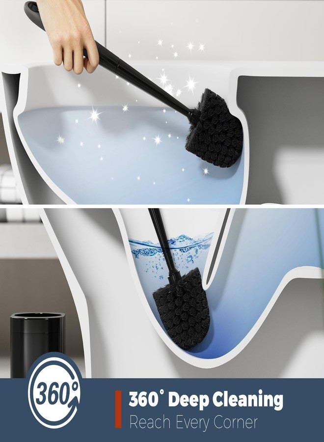 Holaloha Toilet Brush, 2 Pack Toilet Brush and Holder Set Bathroom Accessories, Toilet Bowl Brush and Holder for Bathroom, Black - Image 2