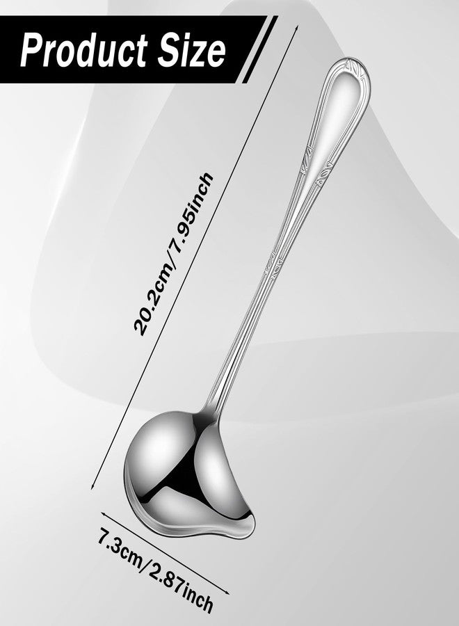 Neyauo مغرفتان صغيرتان مع صنبور صب، مصنوعتان من الفولاذ المقاوم للصدأ، ملعقة لسكب الصلصة والتوابل، أدوات مطبخ (8 × 2.9 بوصة) - Image 2