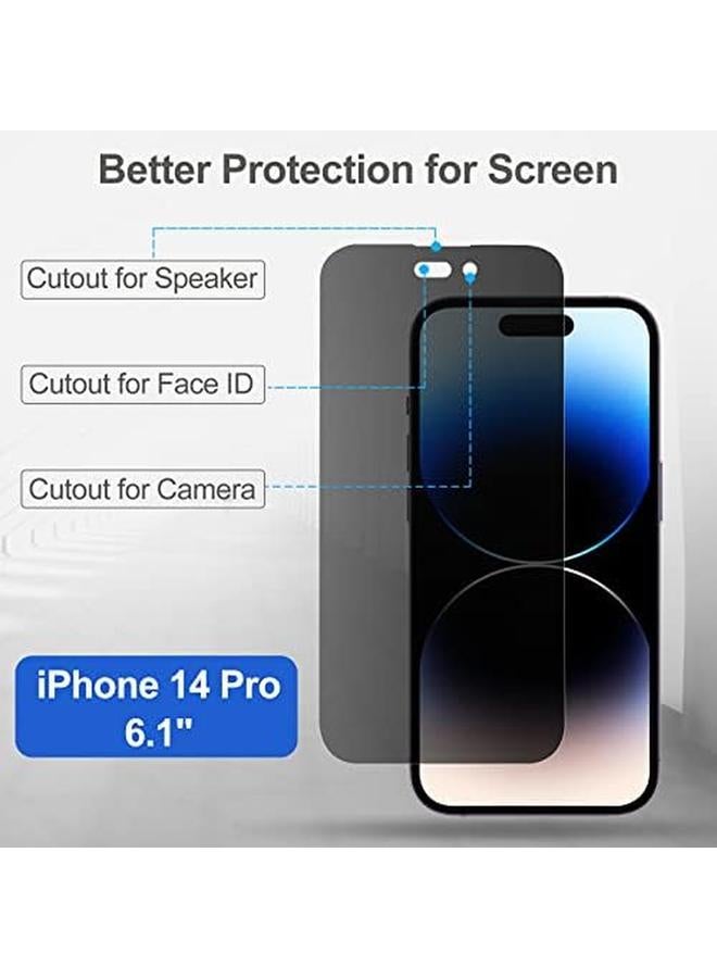 Procases 2 Pack Privacy Screen Protector For Iphone 14 Pro 2022 9H Anti Spy Dark Tempered Glass Screen Film Guard For Iphone 14 Pro 6.1 Inch 2022 Case Friendly Bubble Free - Image 3