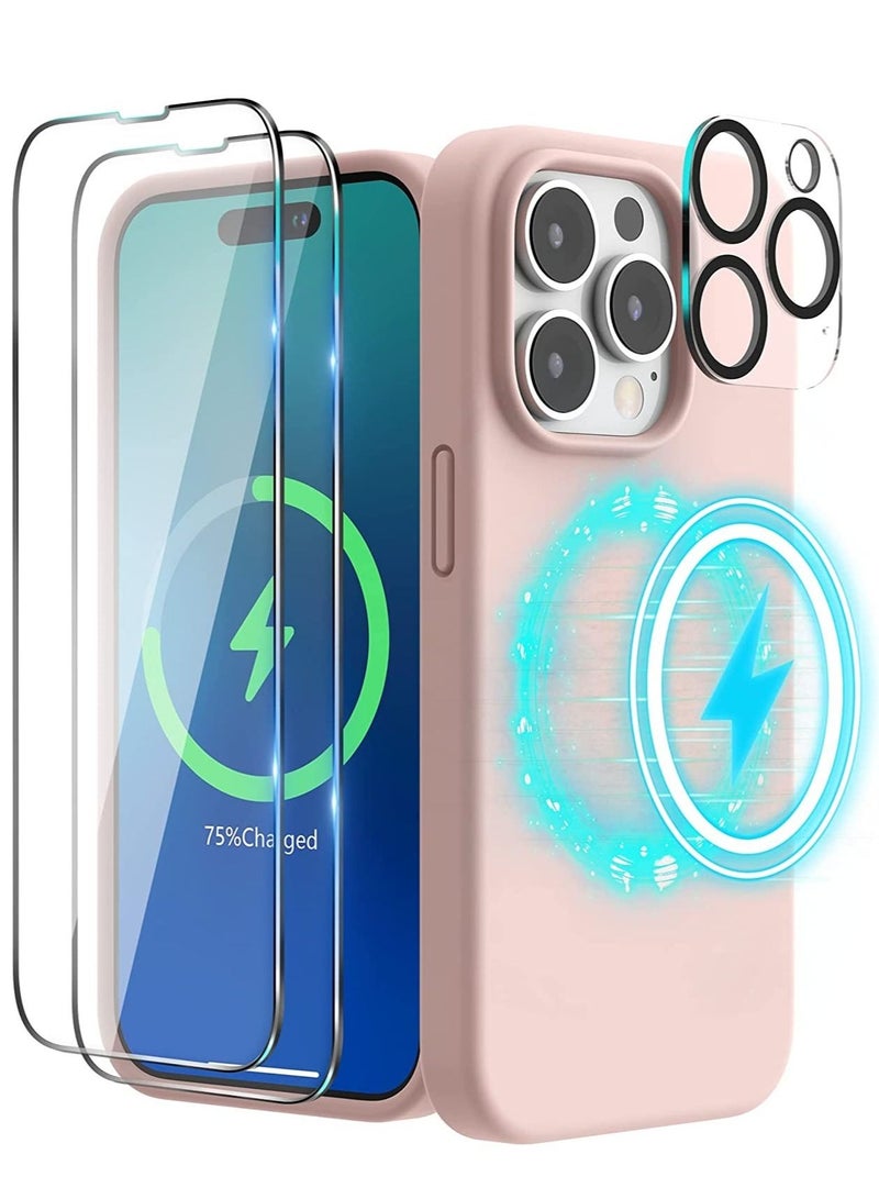 ELTRAZONE Magnetic Case Designed for iPhone 14 Pro Max Case 6.7 inch (2022), Compatible with MagSafe, Liquid Silicone Phone Case for iPhone 14 Pro Max, Chakl Pink - Image 1