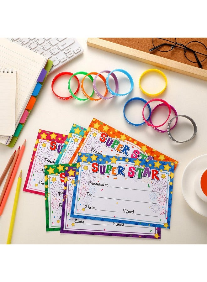 Eaasty 60 Pcs Marquee You're a Star Student Certificates Preschool Award Card Super Star Happy Birthday Wristband Award Recognition Positive Behavior of The Week Certificate for Kid(Super Star) - Image 3