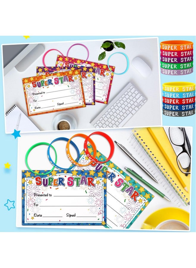 Eaasty 60 Pcs Marquee You're a Star Student Certificates Preschool Award Card Super Star Happy Birthday Wristband Award Recognition Positive Behavior of The Week Certificate for Kid(Super Star) - Image 5