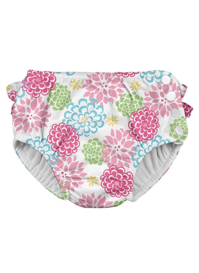 green sprouts - Ruffle Snap Reusable Absorbent Swimsuit Diaper-White Zinnia-18mo - Image 1