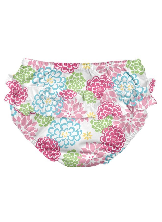 green sprouts - Ruffle Snap Reusable Absorbent Swimsuit Diaper-White Zinnia-18mo - Image 1