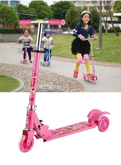 AGD AGD Kick Scooter Foldable Adjustable Height with Light Up Wheels for Boys Girls Kids Kick Scooter with Anti-Slip Surface for Outdoor Activities (Pink)  - Image 3