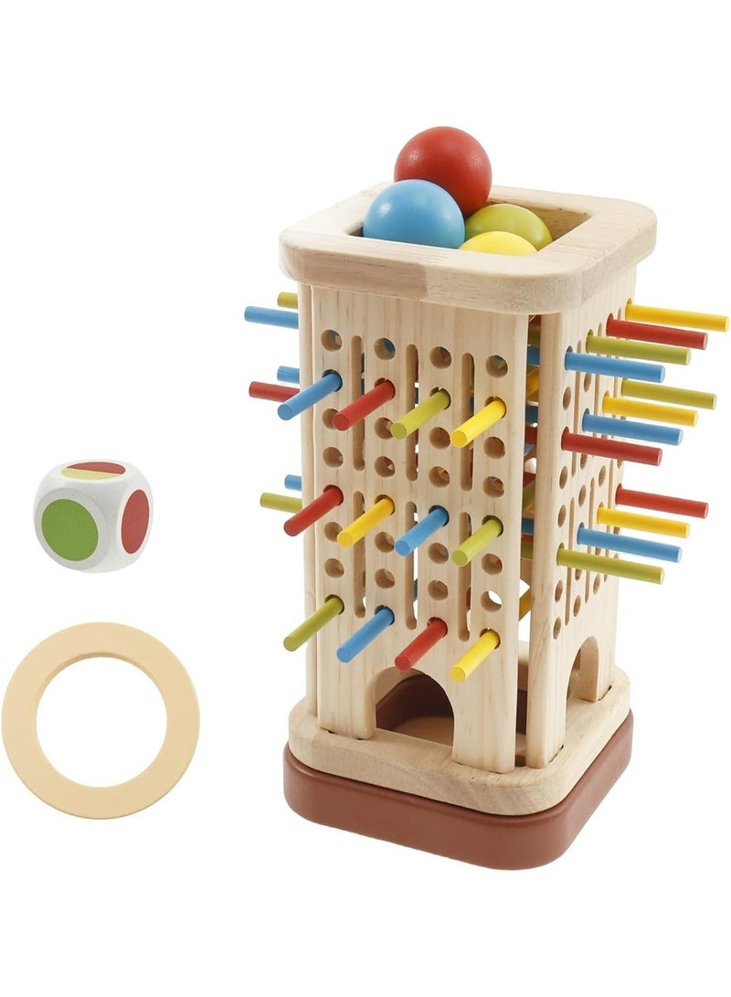 Twisoo Montessori Wooden Board Game for Kids – 32 Colorful Pick-Up Sticks Dice Math Toy with Ball Dropping Game for Family Fun, Parent-Child Interaction, Fine Motor Skills & Early Education - Image 1