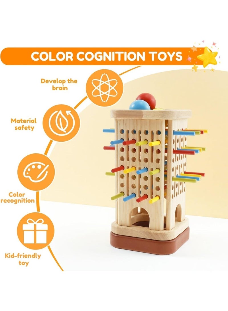 Twisoo Montessori Wooden Board Game for Kids – 32 Colorful Pick-Up Sticks Dice Math Toy with Ball Dropping Game for Family Fun, Parent-Child Interaction, Fine Motor Skills & Early Education - Image 2