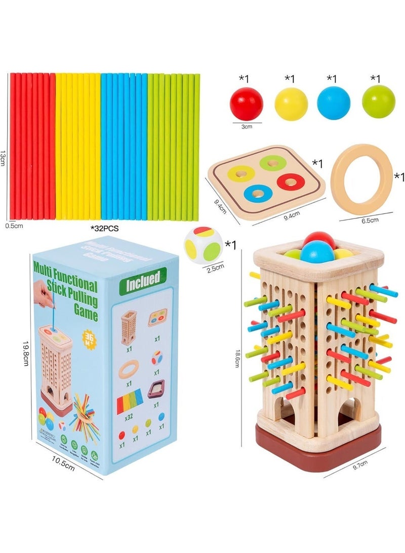Twisoo Montessori Wooden Board Game for Kids – 32 Colorful Pick-Up Sticks Dice Math Toy with Ball Dropping Game for Family Fun, Parent-Child Interaction, Fine Motor Skills & Early Education - Image 5