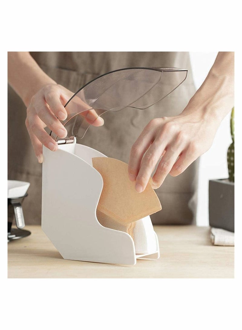 NIBEMINENT Coffee Filter Storage Box Acrylic Paper Holder, V60 Fan Dust Box, Suitable Container Stand for Shop Home Use, White - Image 2