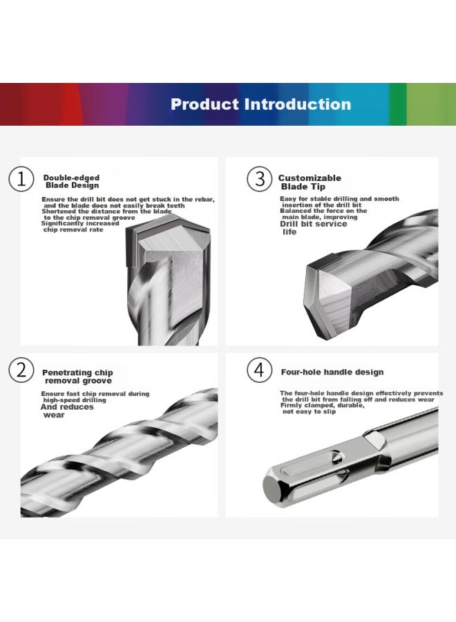 Lichang Electric Hammer Drill Bit Impact Drill Bit Concrete Four-pit Drill Bit Wall Hole Punching Concrete Handle 6*110mm Two Pieces - Image 2