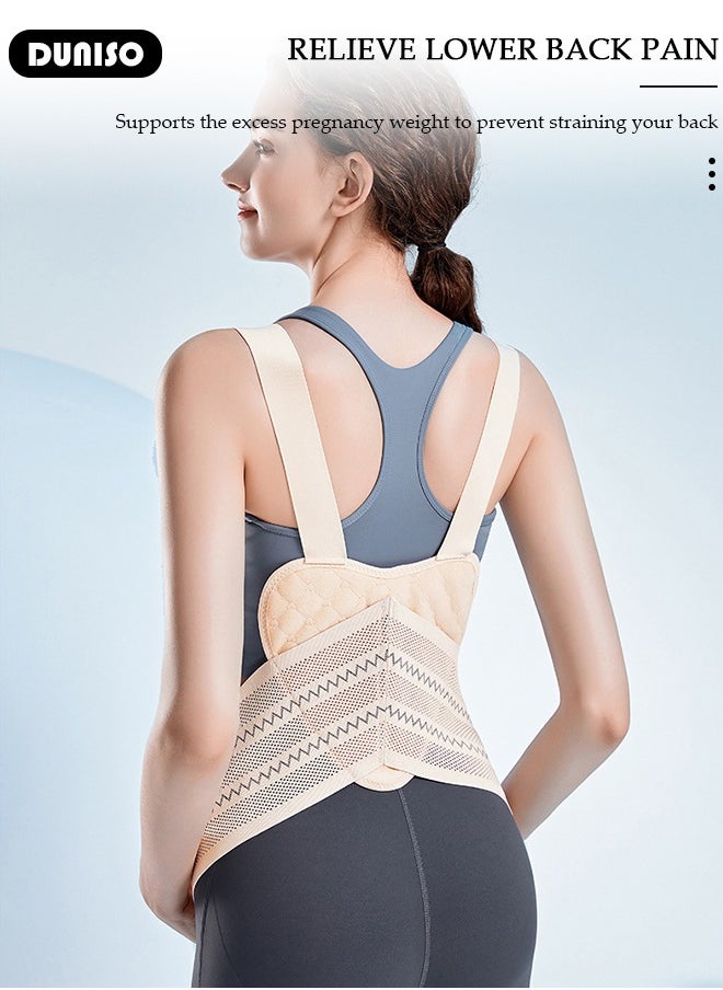 DUNISO - Maternity Belt, Belly Band with Adjustable Breathable Circumference and Shoulder Girdle, Pregnancy Support Band for Relieve Back and Waist Pelvic Pain, Pregnancy Must Haves for Pregnant Women - Image 1