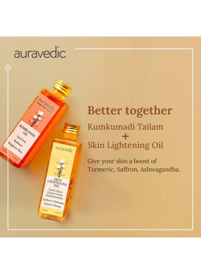Auravedic Kumkumadi Oil For Face 100ml & skin Brightening oil , Ashwagandha Saffron Turmeric 100ml - Image 4