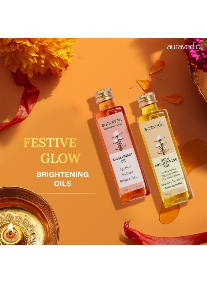 Auravedic Kumkumadi Oil For Face 100ml & skin Brightening oil , Ashwagandha Saffron Turmeric 100ml - Image 2