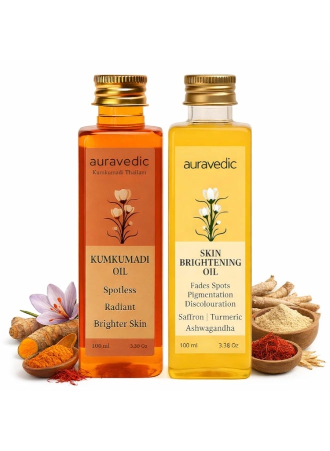 Auravedic Kumkumadi Oil For Face 100ml & skin Brightening oil , Ashwagandha Saffron Turmeric 100ml - Image 1