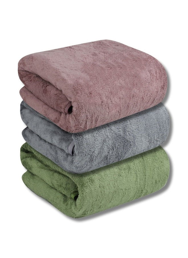 Fezora Microfiber Bath Towel Set - 3 Pieces in Green & Grey - Image 1