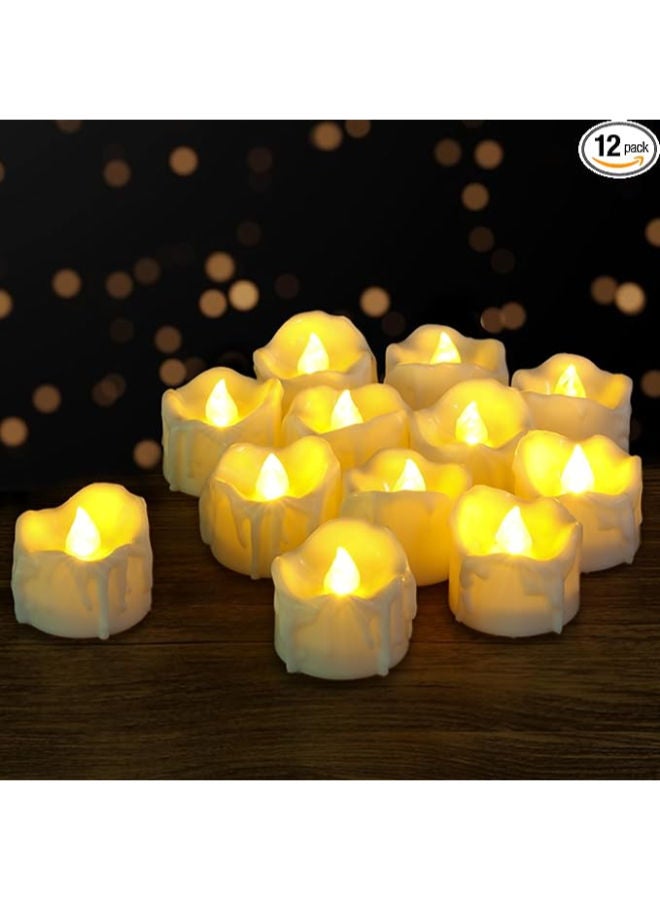 12 Pack Flameless LED Timer Tea Lights Battery Operated - Image 1