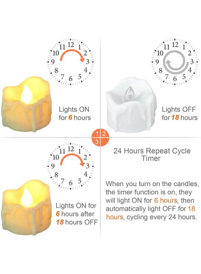 12 Pack Flameless LED Timer Tea Lights Battery Operated - Image 4
