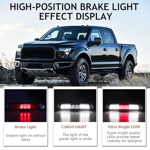 ILONPA For 2009-2014 Ford F-150 LED High Mount 3rd Third Tail Brake Light (Chrome Housing Clear Lens) - Image 3